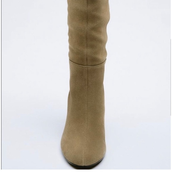 Zara Heeled Split Suede Knee High Boots NWT - Picture 8 of 12